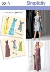 2219 SIMPLICITY DAY OR NIGHT SLEEVES OR NOT  KNIT DRESS LENGTHS PATTERN 14-22